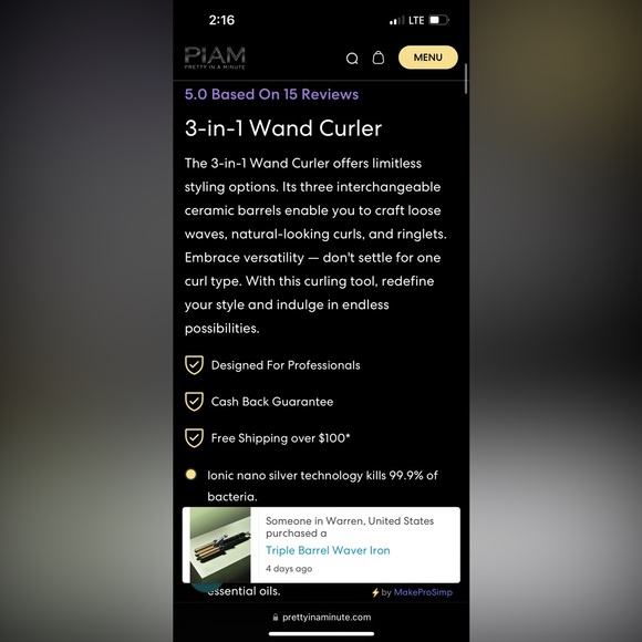 Pretty in a minute curling wand, brand new! - Picture 3 of 5